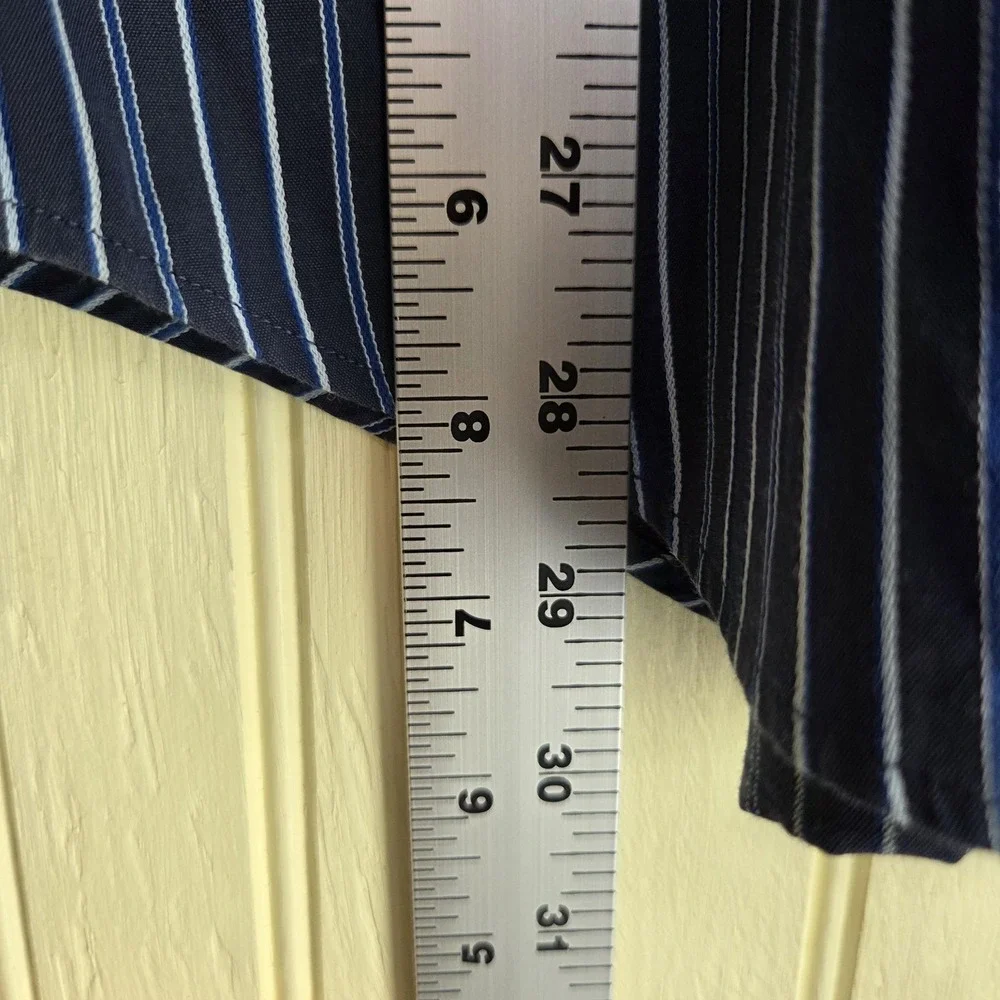 Banana Republic Dress‎ Shirt Mens Medium Blue Stripe Regular Fit Long Sleeve